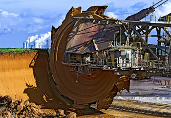 Bagger 288, known as the largest nonstationary machine in the world, it removes “overburden” prior to coal mining in Tagebau, Germany; © Achim Blum